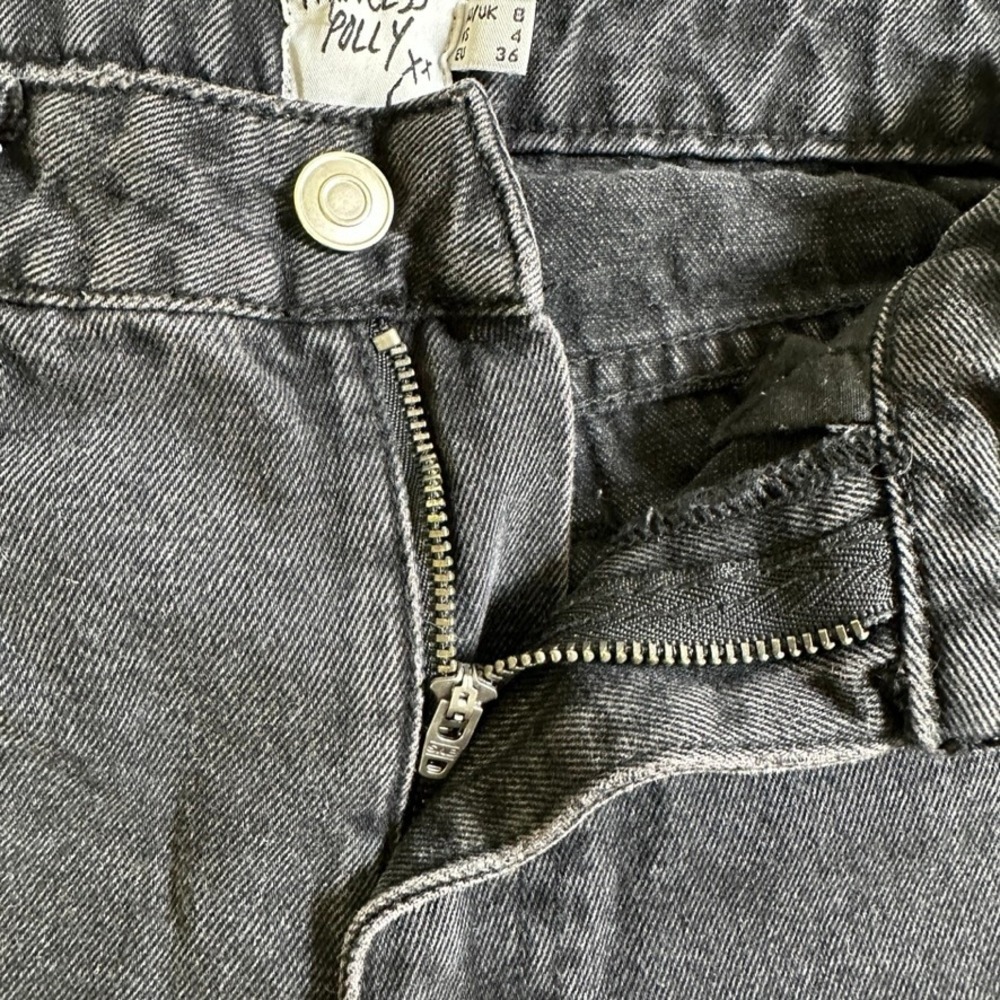 Princess Polly Washed Black High Waisted Cotton Denim Jeans US 4 RN 139867 - Picture 5 of 13